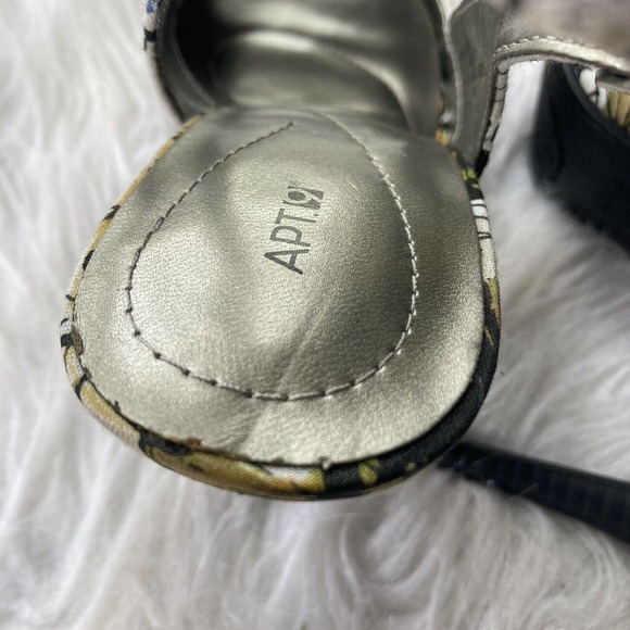 Apt 9 Womens 7M White Blue Green Floral Open Toe Pumps Watercolor Career Work - Picture 12 of 13